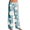 imageCHARTOU Womens Drawstring Waist Floral Print Wide Leg Loose Fit Palazzo Beach PantsBlue