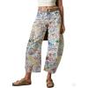 imageCHARTOU Womens Wide Leg Cropped Jeans Pants Baggy High Rise Denim Pants Y2k Graffiti Barrel JeansGraffiti