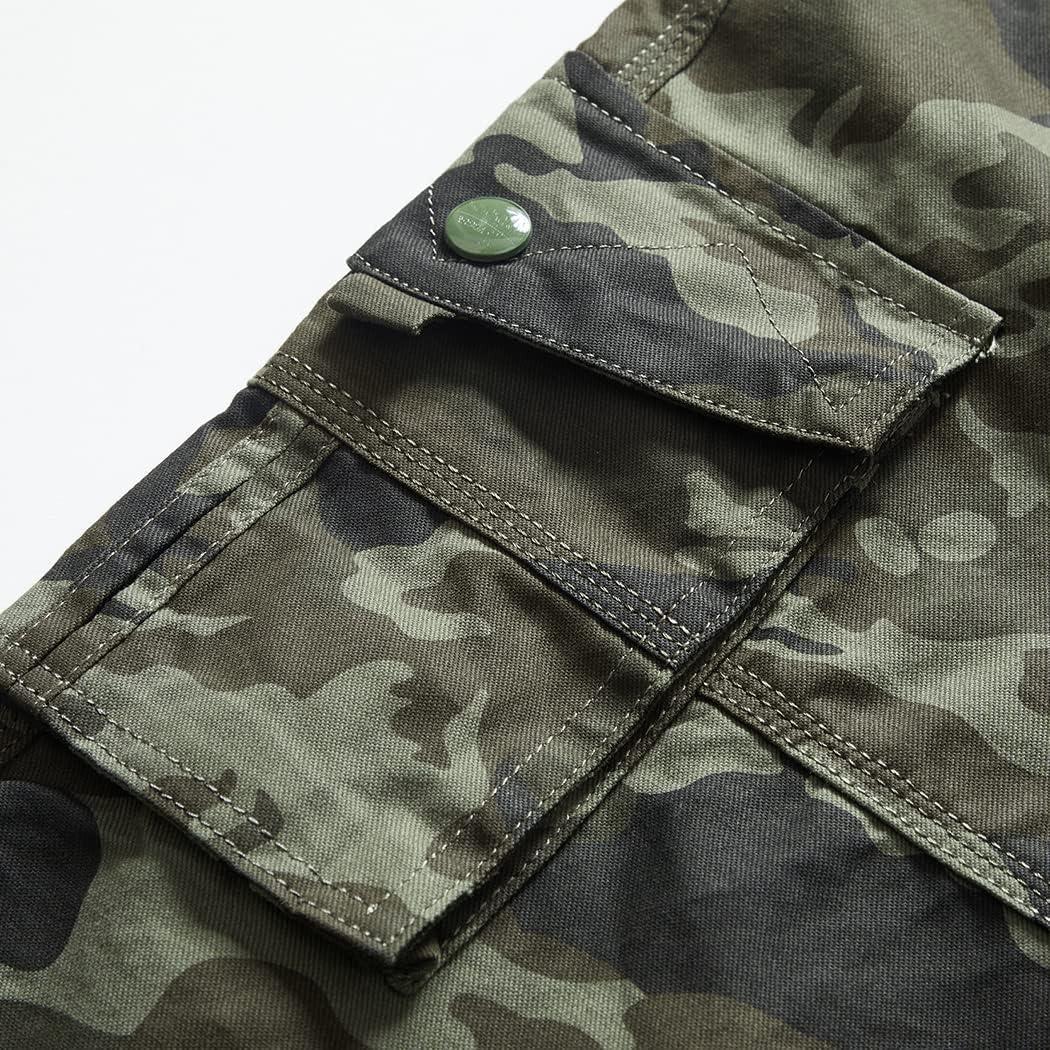 imageCHARTOU Mens Regular Fit Twill Cargo Shorts Outdoor Work Camo MultiPocket ShortsCamo Green