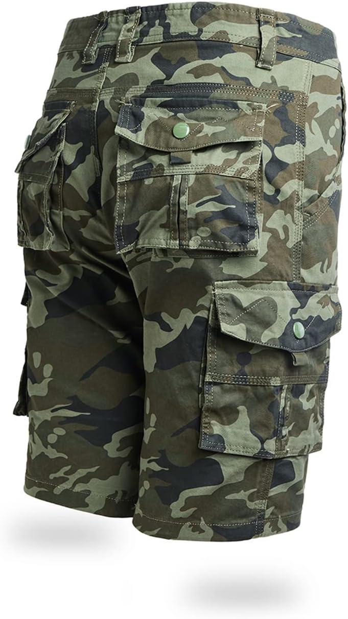 imageCHARTOU Mens Regular Fit Twill Cargo Shorts Outdoor Work Camo MultiPocket ShortsCamo Green