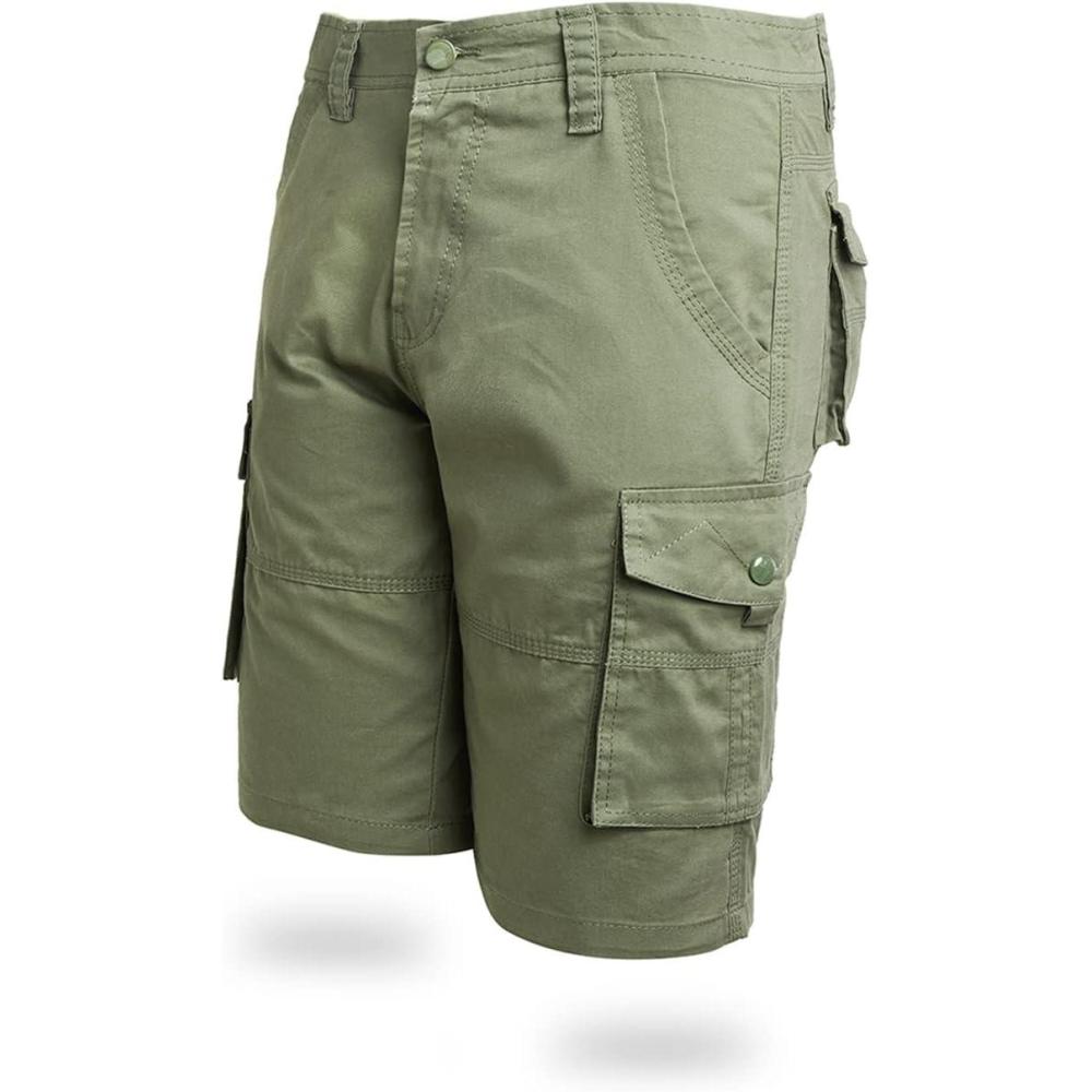 imageCHARTOU Mens Regular Fit Twill Cargo Shorts Outdoor Work Camo MultiPocket ShortsArmy Green