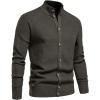 imageCHARTOU Men Casual Knitted Cardigan Sweater Stand Collar Button Up Knit Sweater Jacket Regular FitGreen