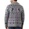 imageCHARTOU Mens Shawl Collar Cardigan Aztec Jacquard Knitted Long Sleeve Button Front SweaterGrey