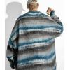 imageCHARTOU Mens Slouchy Oversized Cardigan Sweater Long Sleeve Button Down Knit Sweater Loose Color Block TopBlue