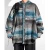 imageCHARTOU Mens Slouchy Oversized Cardigan Sweater Long Sleeve Button Down Knit Sweater Loose Color Block TopBlue
