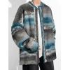 imageCHARTOU Mens Slouchy Oversized Cardigan Sweater Long Sleeve Button Down Knit Sweater Loose Color Block TopBlue