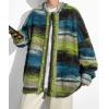 imageCHARTOU Mens Slouchy Oversized Cardigan Sweater Long Sleeve Button Down Knit Sweater Loose Color Block TopGreen