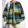 imageCHARTOU Mens Slouchy Oversized Cardigan Sweater Long Sleeve Button Down Knit Sweater Loose Color Block TopGreen
