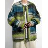 imageCHARTOU Mens Slouchy Oversized Cardigan Sweater Long Sleeve Button Down Knit Sweater Loose Color Block TopGreen