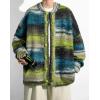 imageCHARTOU Mens Slouchy Oversized Cardigan Sweater Long Sleeve Button Down Knit Sweater Loose Color Block TopGreen