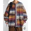 imageCHARTOU Mens Slouchy Oversized Cardigan Sweater Long Sleeve Button Down Knit Sweater Loose Color Block TopRed