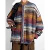 imageCHARTOU Mens Slouchy Oversized Cardigan Sweater Long Sleeve Button Down Knit Sweater Loose Color Block TopRed
