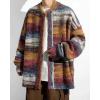 imageCHARTOU Mens Slouchy Oversized Cardigan Sweater Long Sleeve Button Down Knit Sweater Loose Color Block TopRed
