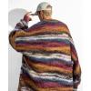 imageCHARTOU Mens Slouchy Oversized Cardigan Sweater Long Sleeve Button Down Knit Sweater Loose Color Block TopRed