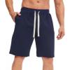 imageCHARTOU Mens Summer Drawstring Waist Wide Leg KneeLength Athletic Sweat ShortsNavy