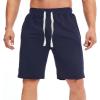 imageCHARTOU Mens Summer Drawstring Waist Wide Leg KneeLength Athletic Sweat ShortsNavy