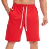 imageCHARTOU Mens Summer Drawstring Waist Wide Leg KneeLength Athletic Sweat ShortsRed