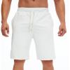 imageCHARTOU Mens Summer Drawstring Waist Wide Leg KneeLength Athletic Sweat ShortsWhite