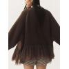 imageCHARTOU Open Front Chunky Cardigan Sweaters for Women Dressy Lace Long Sleeve Cable Knit Sweater OutwearsDark Brown