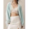 imageCHARTOU Open Front Chunky Cardigan Sweaters for Women Dressy Lace Long Sleeve Cable Knit Sweater OutwearsSky Blue