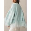 imageCHARTOU Open Front Chunky Cardigan Sweaters for Women Dressy Lace Long Sleeve Cable Knit Sweater OutwearsSky Blue