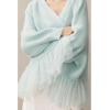 imageCHARTOU Open Front Chunky Cardigan Sweaters for Women Dressy Lace Long Sleeve Cable Knit Sweater OutwearsSky Blue