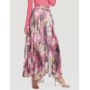 imageCHARTOU Womens Elegant Summer Full Length Boho Floral Print Pleated Chiffon Long Maxi Skirt DressPurple