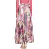imageCHARTOU Womens Elegant Summer Full Length Boho Floral Print Pleated Chiffon Long Maxi Skirt DressPurple