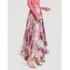 imageCHARTOU Womens Elegant Summer Full Length Boho Floral Print Pleated Chiffon Long Maxi Skirt DressPurple