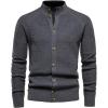imageCHARTOU Men Casual Knitted Cardigan Sweater Stand Collar Button Up Knit Sweater Jacket Regular FitDark Grey