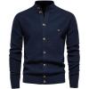 imageCHARTOU Men Casual Knitted Cardigan Sweater Stand Collar Button Up Knit Sweater Jacket Regular FitNavy