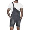 imageCHARTOU Mens Classic Fit MidRise Suspender Straps Cuffed Hem Shorts Denim OverallGrey