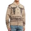 imageCHARTOU Mens Shawl Collar Long Sleeve Aztec Jacquard Knitted Cardigan SweaterKhaki