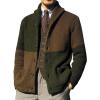 imageCHARTOU Mens Shawl Collar Open Front Cardigan Color Block Knitwear Sweater JacketArmy Green
