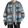 imageCHARTOU Mens Slouchy Oversized Cardigan Sweater Long Sleeve Button Down Knit Sweater Loose Color Block TopBlue