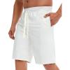 imageCHARTOU Mens Summer Drawstring Waist Wide Leg KneeLength Athletic Sweat ShortsWhite