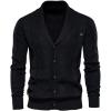 imageCHARTOU Mens Vintage Cable Knit Shawl Collar Button Down Fishermen Sweater Cardigan CoatBlack