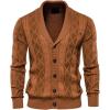 imageCHARTOU Mens Vintage Cable Knit Shawl Collar Button Down Fishermen Sweater Cardigan CoatCaramel