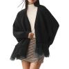 imageCHARTOU Open Front Chunky Cardigan Sweaters for Women Dressy Lace Long Sleeve Cable Knit Sweater OutwearsBlack