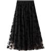 imageCHARTOU Womens Elastic High Waist Tulle Ruffle Pleated ALine Swing Midi SkirtBlack