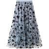 imageCHARTOU Womens Elastic High Waist Tulle Ruffle Pleated ALine Swing Midi SkirtBlue