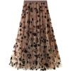 imageCHARTOU Womens Elastic High Waist Tulle Ruffle Pleated ALine Swing Midi SkirtKhaki