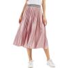 imageCHARTOU Womens ElasticWaist Accordion Pleated Metallic Long Party SkirtPink