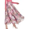 imageCHARTOU Womens Elegant Summer Full Length Boho Floral Print Pleated Chiffon Long Maxi Skirt DressPurple