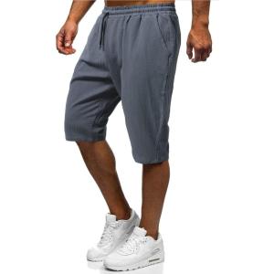 imageCHARTOU Mens Casual Basic Elastic Waist Drawstring Pocket Athletic Bermuda ShortsGrey