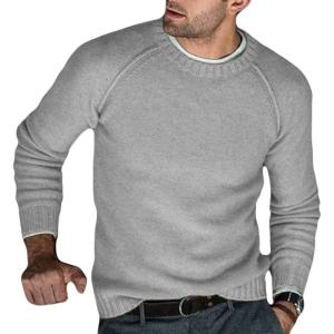 imageCHARTOU Mens Casual Crew Neck Long Sleeve Knitted Sweater Jersey Jumper KnitwearGrey
