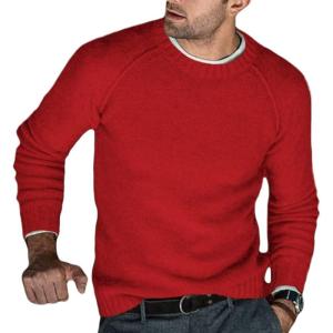 imageCHARTOU Mens Casual Crew Neck Long Sleeve Knitted Sweater Jersey Jumper KnitwearRed