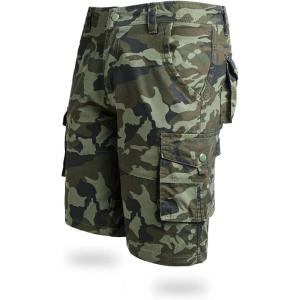 imageCHARTOU Mens Regular Fit Twill Cargo Shorts Outdoor Work Camo MultiPocket ShortsCamo Green