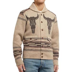 imageCHARTOU Mens Shawl Collar Long Sleeve Aztec Jacquard Knitted Cardigan SweaterKhaki