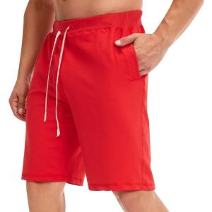 imageCHARTOU Mens Summer Drawstring Waist Wide Leg KneeLength Athletic Sweat ShortsRed